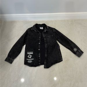 Zara black denim button down
